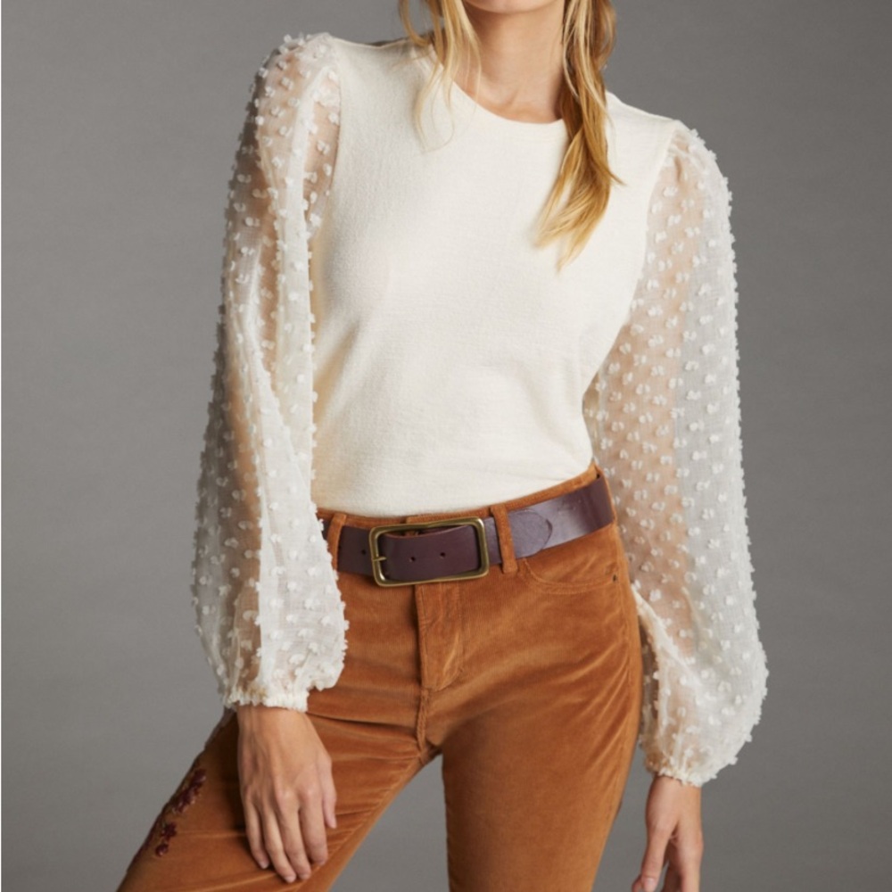 Maeve Anthropologie Textured Sleeve Top Size Small